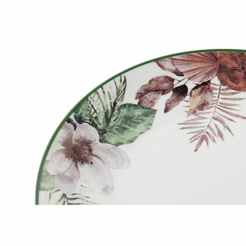 Plosek krožnik DKD Home Decor Cvetlice Porcelæn (27 x 27 x 2 cm)