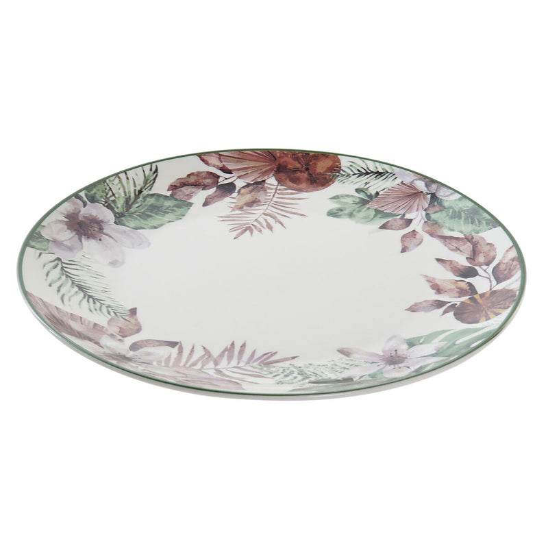 Plosek krožnik DKD Home Decor Cvetlice Porcelæn (27 x 27 x 2 cm)
