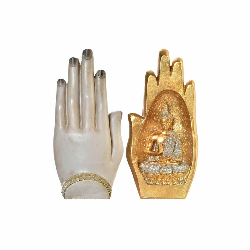 Dekorativ figur DKD Home Decor Grå Gylden Buddha Harpiks (10 x 7,2 x 20,9 cm) (2 enheder)