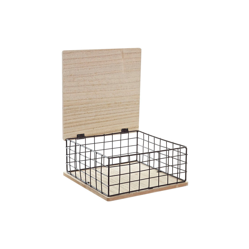 Dekorativ boks DKD Home Decor Sort Natur Metal Træ MDF