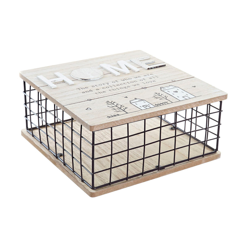 Dekorativ boks DKD Home Decor Sort Natur Metal Træ MDF