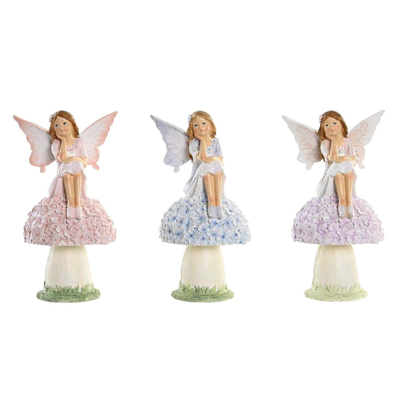 Dekorativ figur DKD Home Decor Blå Pink Syren Fe 9,5 x 8 x 17 cm (3 Dele)