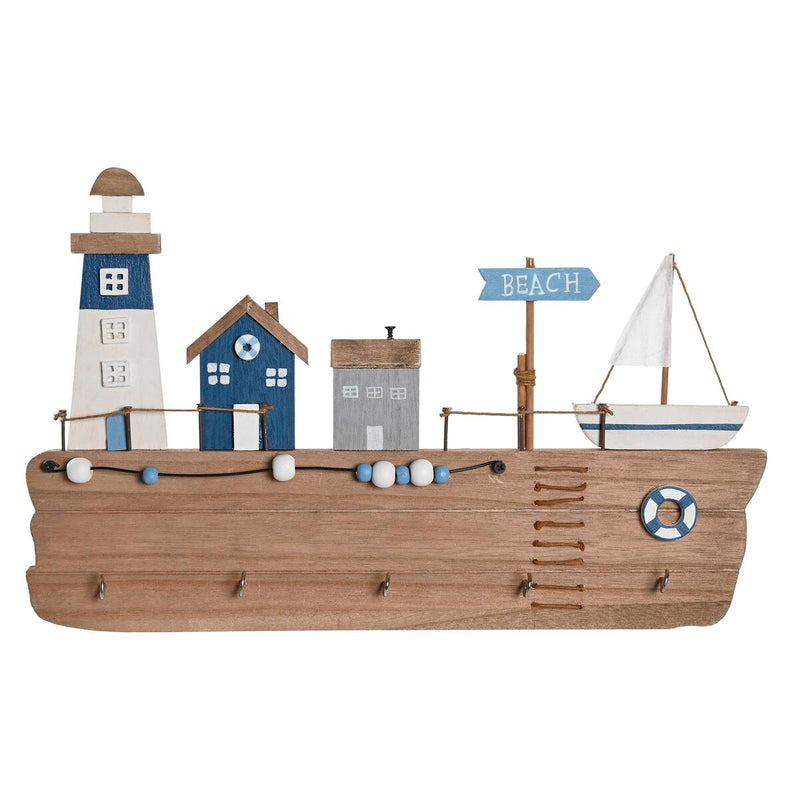 Knagerække til væggen DKD Home Decor Træ MDF (34,5 x 1,5 x 21,5 cm)