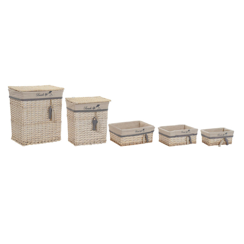 Kurvesæt DKD Home Decor Blå Beige Aluminium Spiraler Middelhavet 5 Dele