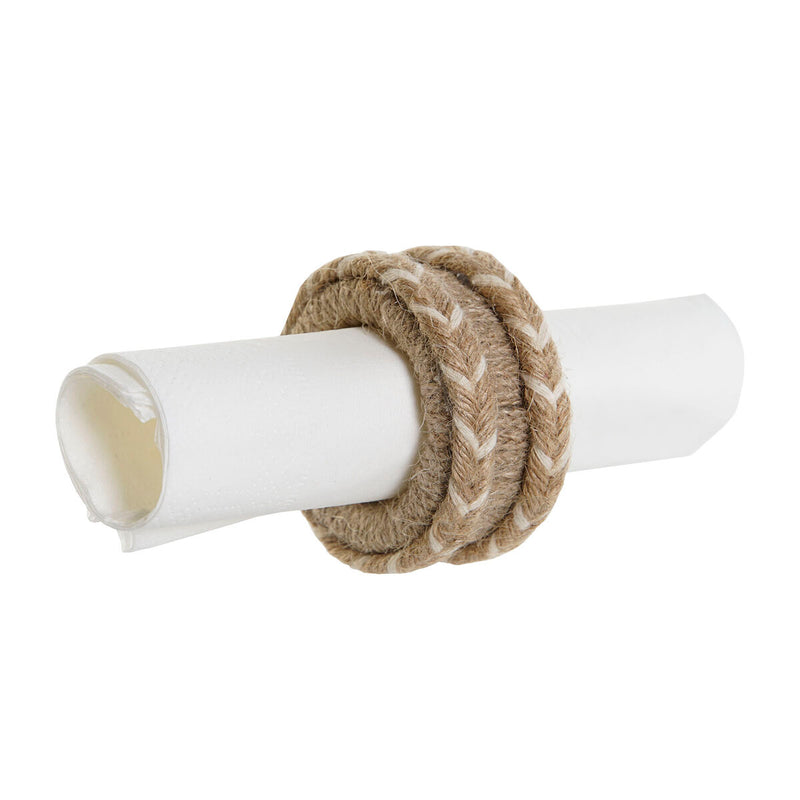 Servietring DKD Home Decor Natur Jute Mangotræ 6 x 3 x 6 cm 4 Dele
