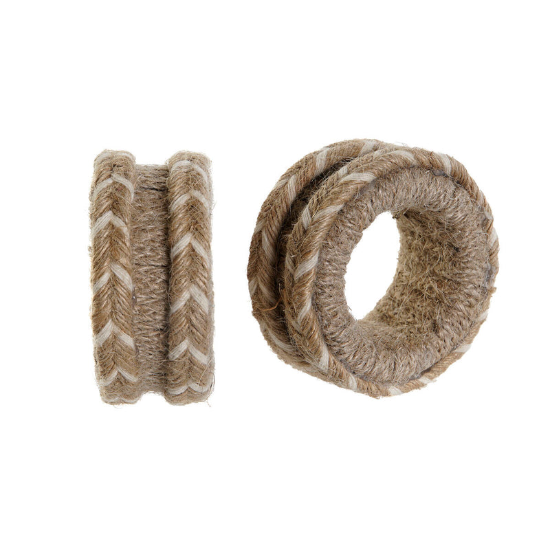 Servietring DKD Home Decor Natur Jute Mangotræ 6 x 3 x 6 cm 4 Dele
