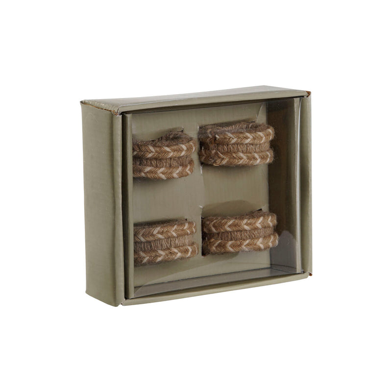 Servietring DKD Home Decor Natur Jute Mangotræ 6 x 3 x 6 cm 4 Dele