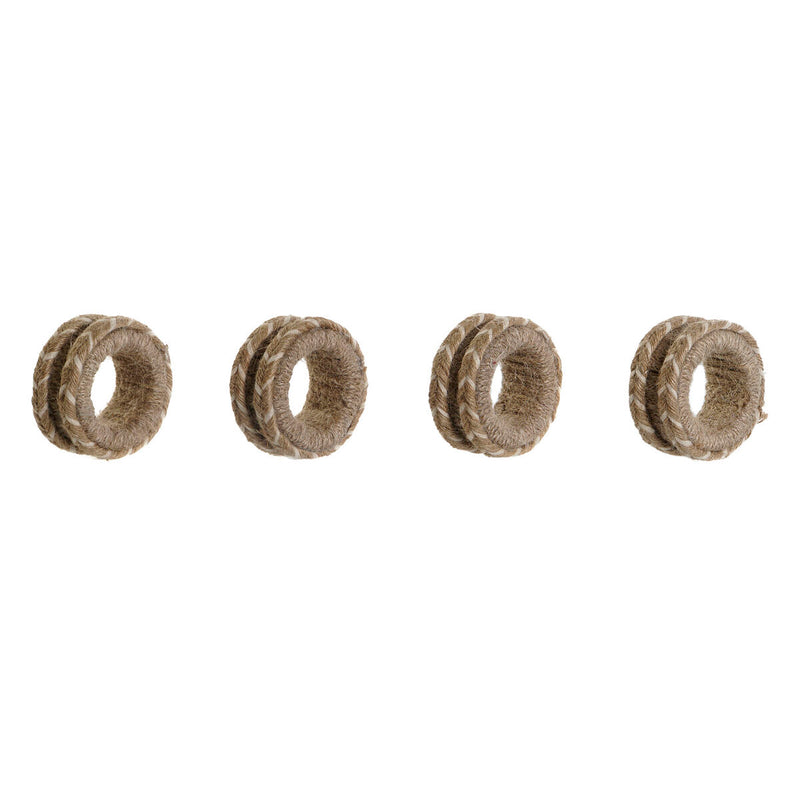 Servietring DKD Home Decor Natur Jute Mangotræ 6 x 3 x 6 cm 4 Dele