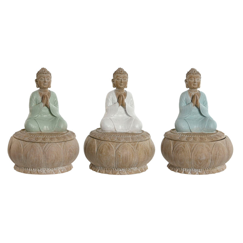 Dekorativ figur Home ESPRIT Hvid Grøn Turkisblå Orientalsk 11 x 11 x 15 cm (3 enheder)