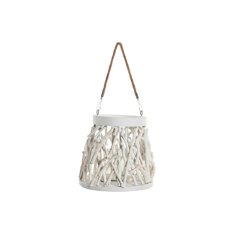Lyseholder Home ESPRIT Hvid Træ Krystal 35 x 35 x 32 cm (2 enheder)