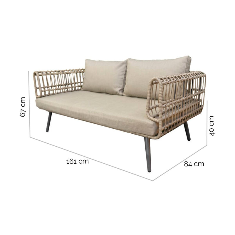 2 personers sofa Ariki Stål Spanskrør syntetisk spanskrør 161 x 84 x 67 cm