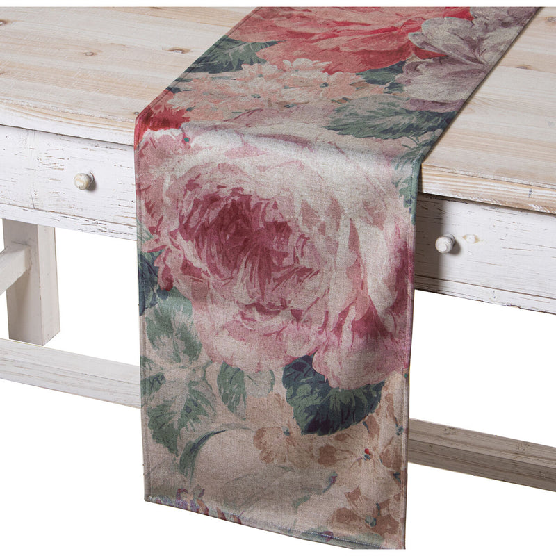 Bordløber Alexandra House Living Pink Tekstil Fløjl Floral