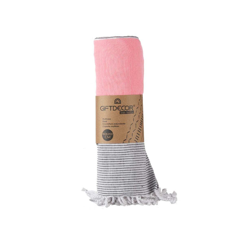 Multifunktionelt tæppe Gift Decor Pink 160 x 200 cm 40 x 9 x 8 cm Striber