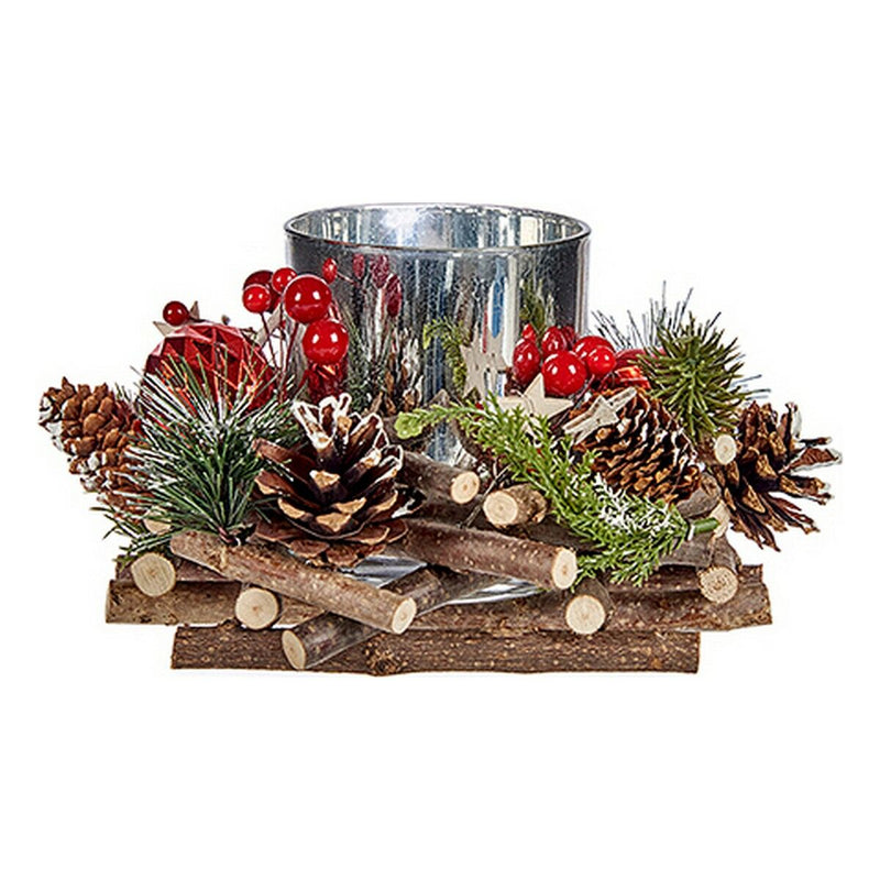 Julelys Holder Krist+ Rød Grøn Sølvfarvet Natur 20 x 11 x 20 cm