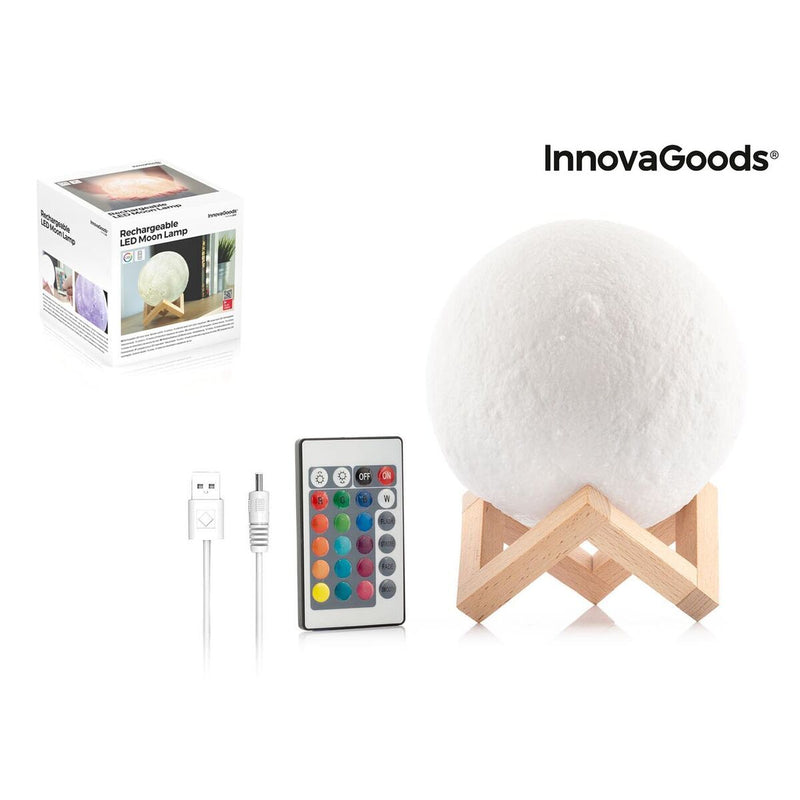 Genopladelige LED-Lampe Måne InnovaGoods Moondy Hvid 1,5 W 3,7 V (1 enheder) (Refurbished B)