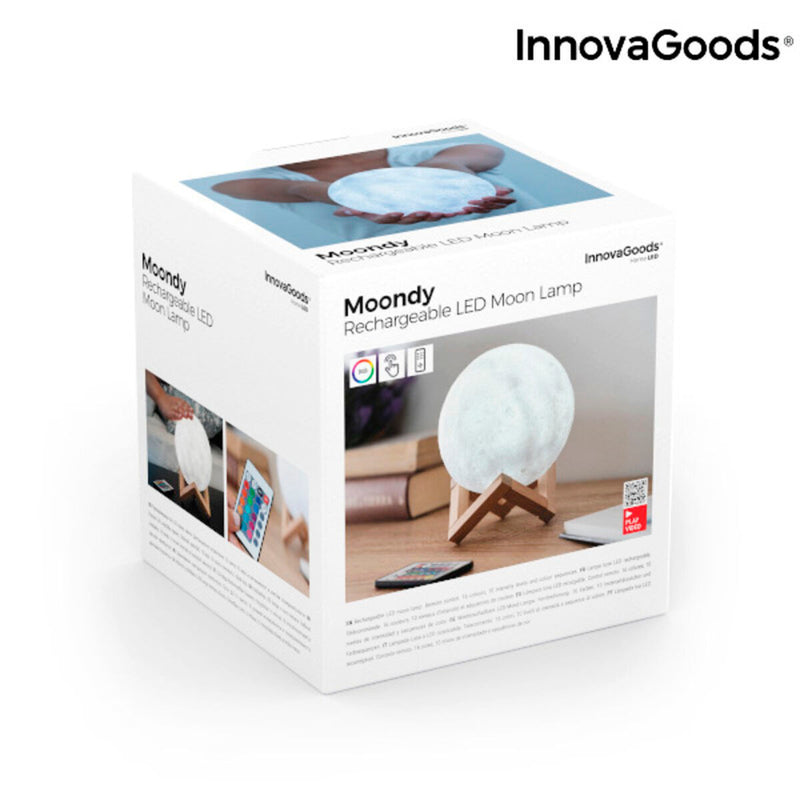 Genopladelige LED-Lampe Måne InnovaGoods Moondy Hvid 1,5 W 3,7 V (1 enheder) (Refurbished B)