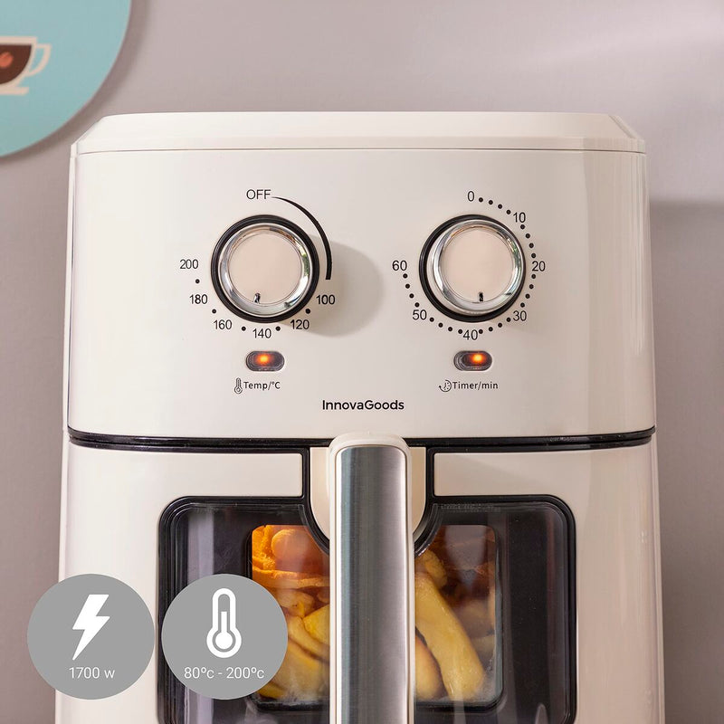 Varmluftsfrituregryde InnovaGoods   Flødefarvet 6,5 L 1700 W Rustfrit stål (Refurbished D)