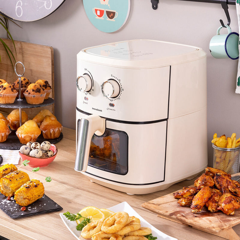 Varmluftsfrituregryde InnovaGoods   Flødefarvet 6,5 L 1700 W Rustfrit stål (Refurbished D)