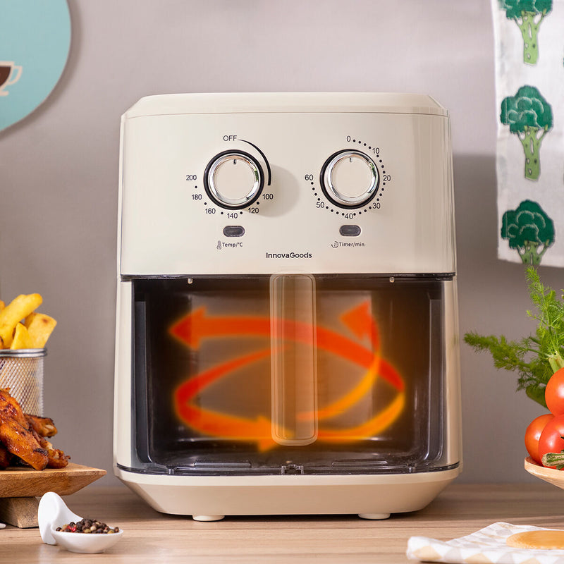 Varmluftsfrituregryde InnovaGoods   Flødefarvet 6,5 L 1700 W Rustfrit stål (Refurbished D)