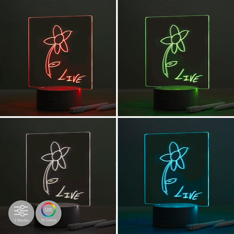 LED-tavle til noter og opslag InnovaGoods Grå Gennemsigtig (Refurbished B)