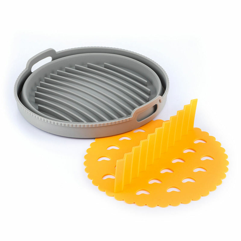 Pakke med sammenklappelige silikonenkurve med håndtag og skillevægge til luftfriture InnovaGoods (3 stk.)