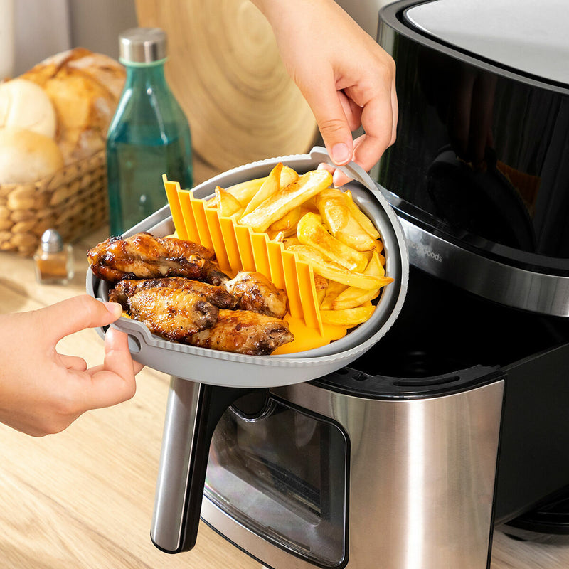 Pakke med sammenklappelige silikonenkurve med håndtag og skillevægge til luftfriture InnovaGoods (3 stk.)