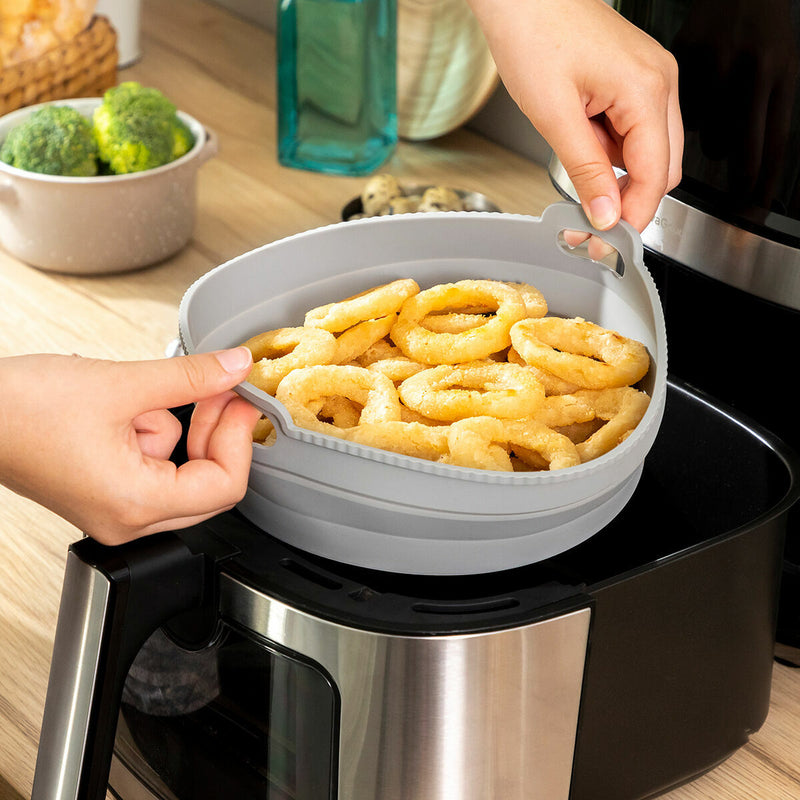 Pakke med sammenklappelige silikonenkurve med håndtag og skillevægge til luftfriture InnovaGoods (3 stk.)