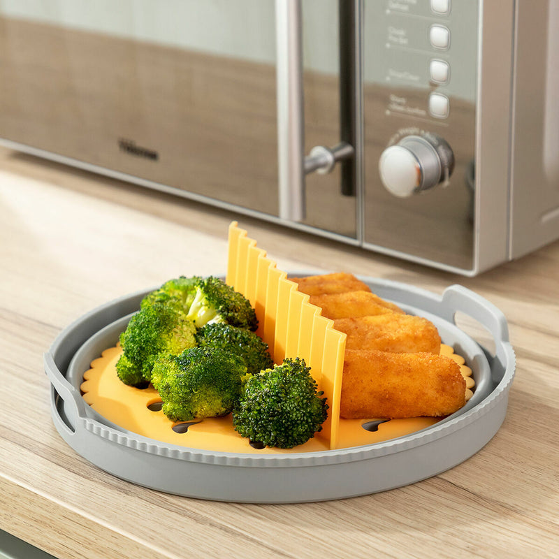Pakke med sammenklappelige silikonenkurve med håndtag og skillevægge til luftfriture InnovaGoods (3 stk.)