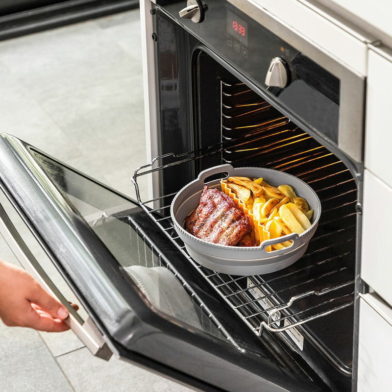 Pakke med sammenklappelige silikonenkurve med håndtag og skillevægge til luftfriture InnovaGoods (3 stk.)