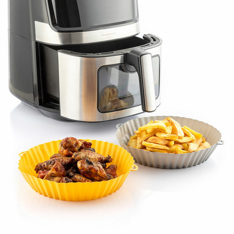 Pakke med 4 silikonekurve med håndtag til airfryer og 2 køkkenpensler InnovaGoods