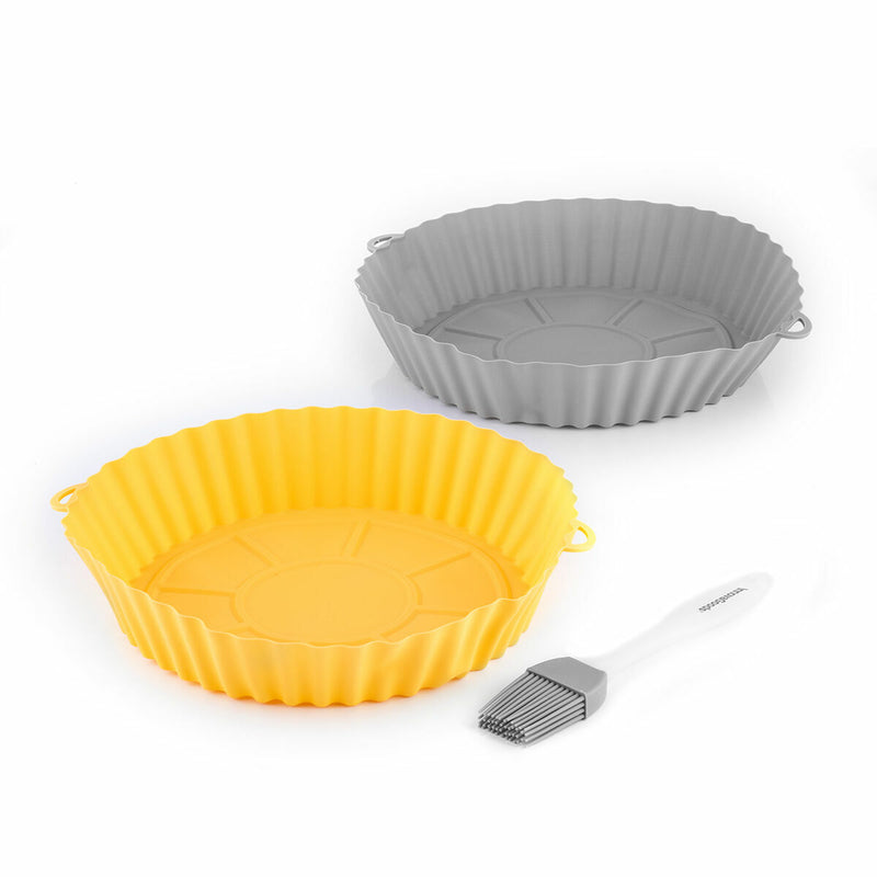 Pakke med 4 silikonekurve med håndtag til airfryer og 2 køkkenpensler InnovaGoods