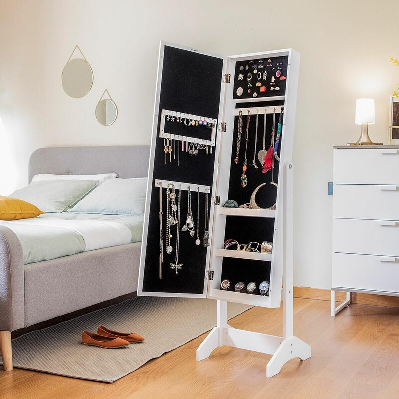 Gulvspejl med smykkeskrin og lysdioder InnovaGoods Hvid Træ Plastik (Refurbished A)