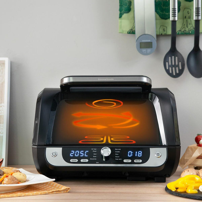 Varmluftsfrituregryde med grill, tilbehør og opskriftsbog InnovaGoods Stål 3400 W 6 L (Refurbished B)