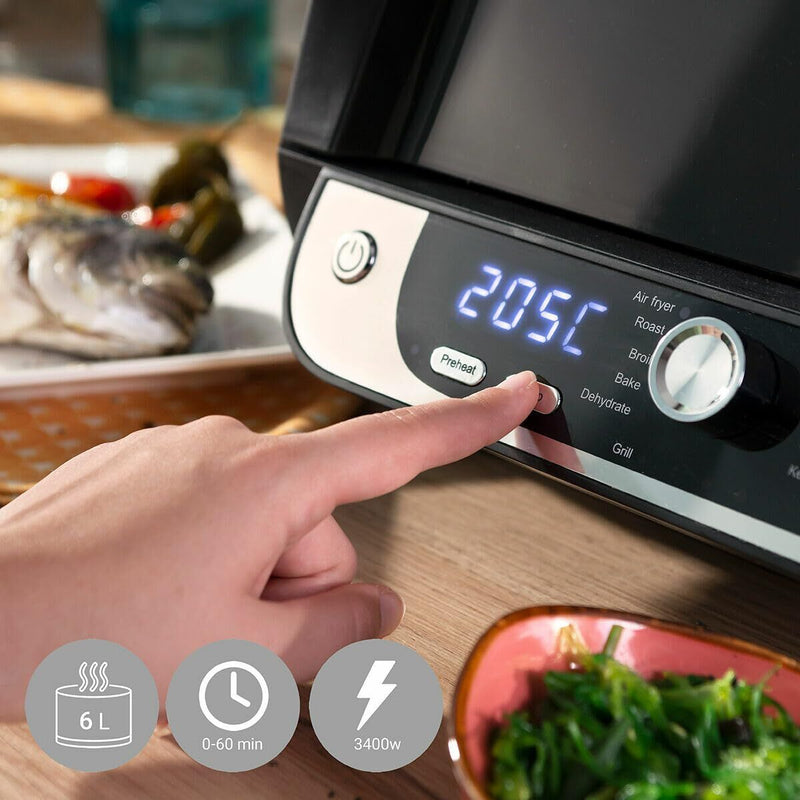 Varmluftsfrituregryde med grill, tilbehør og opskriftsbog InnovaGoods Stål 3400 W 6 L (Refurbished A)