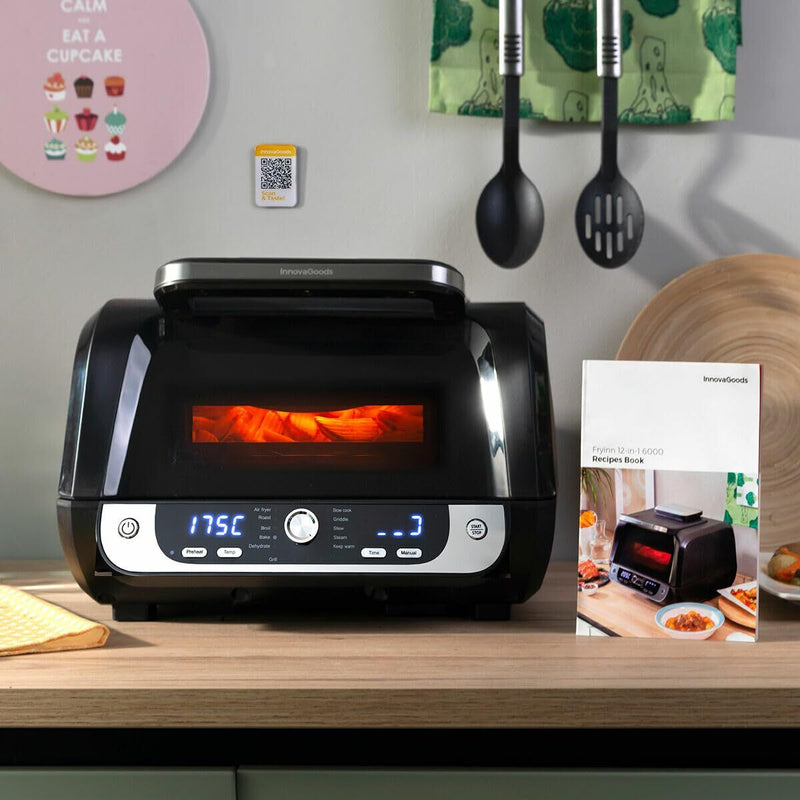Varmluftsfrituregryde med grill, tilbehør og opskriftsbog InnovaGoods Stål 3400 W 6 L (Refurbished B)