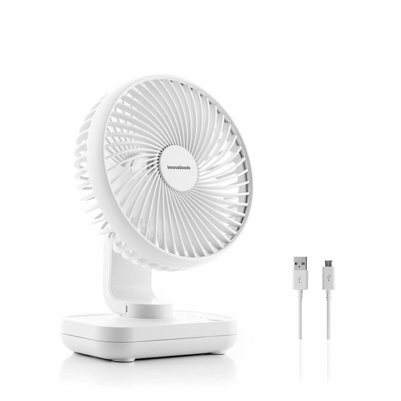 Genopladelig bordventilator InnovaGoods Hvid 3600 mAh / 13,3 W Ø5,4'' (Refurbished C)
