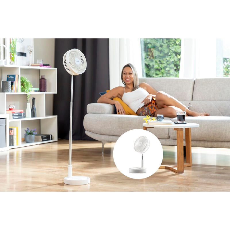 3-i-1 foldbar genopladelig ventilator InnovaGoods Hvid 7200 mAh Ø7,7'' (Refurbished C)