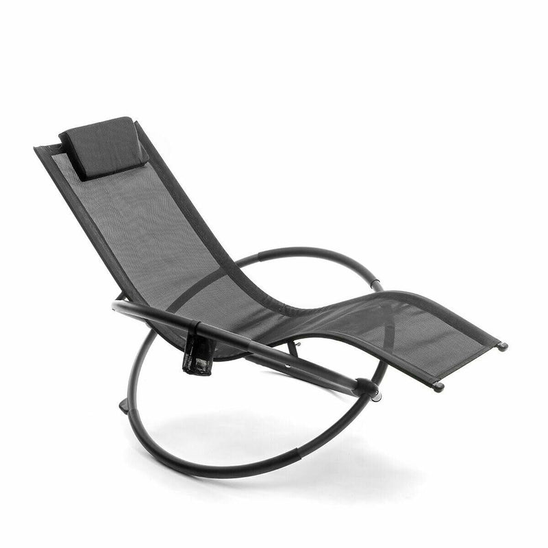 Sammenklappelig gyngende liggestol InnovaGoods ROCKING Sort (Refurbished B)