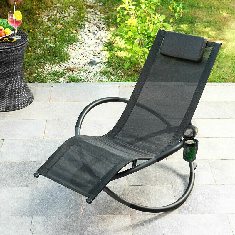 Sammenklappelig gyngende liggestol InnovaGoods ROCKING Sort (Refurbished B)