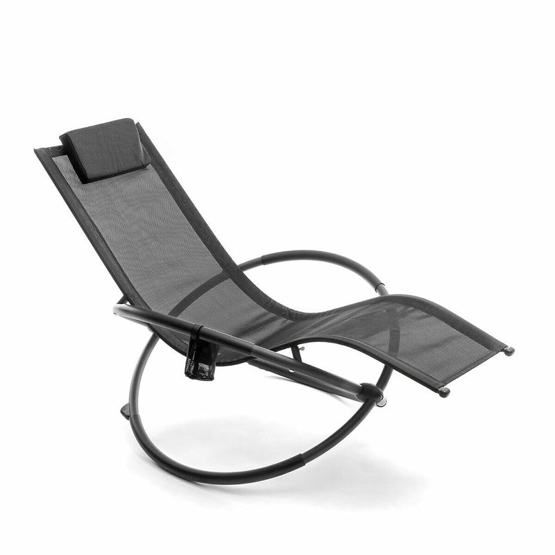 Sammenklappelig gyngende liggestol InnovaGoods ROCKING Sort (Refurbished B)