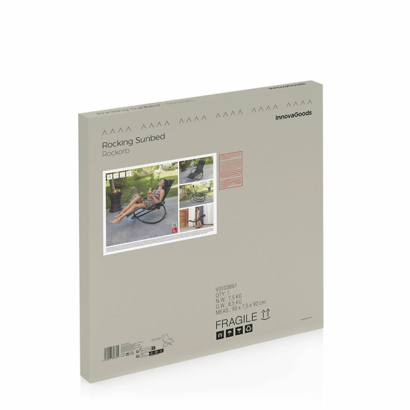 Sammenklappelig gyngende liggestol InnovaGoods ROCKING Sort (Refurbished B)