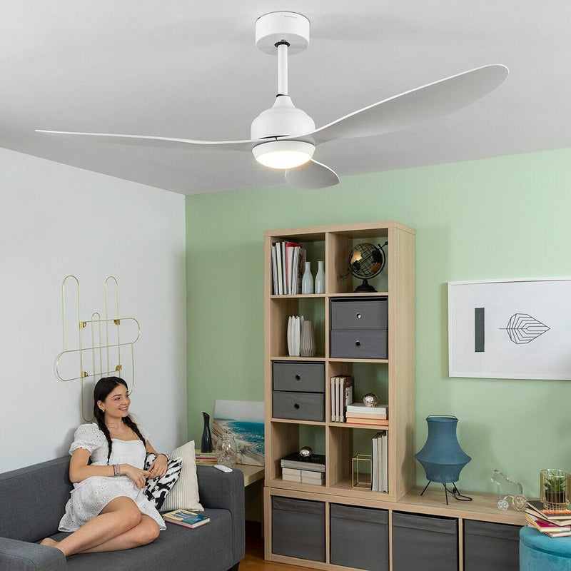 Loftsventilator med LED-lys og 3 ABS-vinger InnovaGoods 52" Ø132 cm Hvid 36 W (Refurbished A)