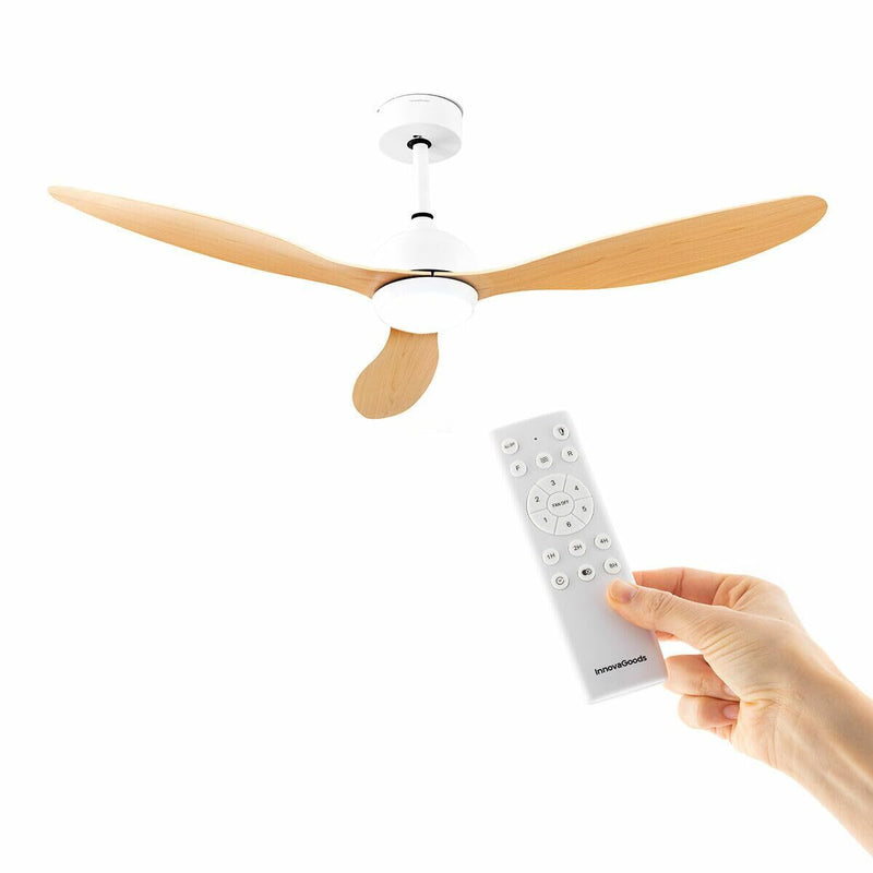 Loftsventilator med LED-lys og 3 ABS-vinger InnovaGoods 52" Ø132 cm Træ 36 W (Refurbished B)