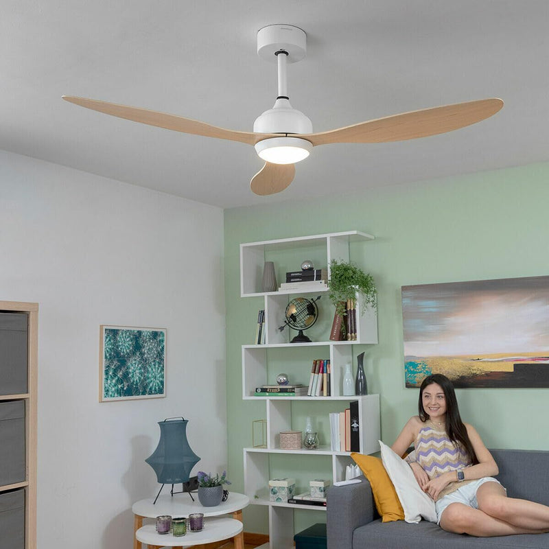 Loftsventilator med LED-lys og 3 ABS-vinger InnovaGoods 52" Ø132 cm Træ 36 W (Refurbished B)