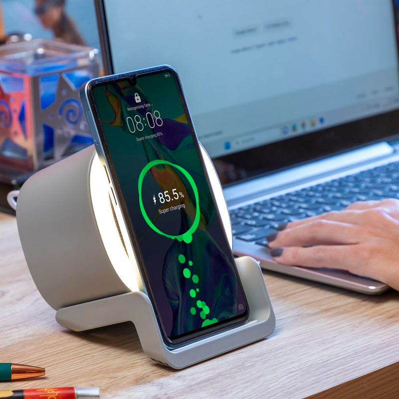 Trådløs oplader med højttaler og LED InnovaGoods 4 IN 1 SPEAKER 10 W (Refurbished B)