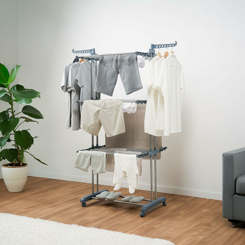 Foldbart lodret tørrestativ med hjul InnovaGoods 24 Stænger (Refurbished B)