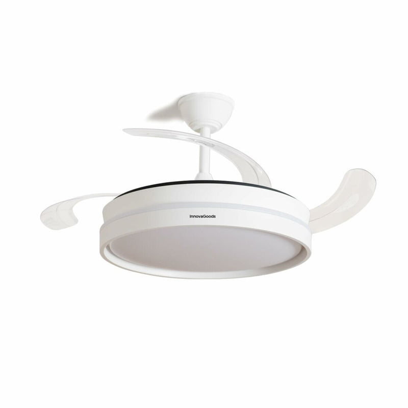 Loftventilator med lys InnovaGoods, lydsvag, indtrækkelige blade, 6 hastigheder, 3 tilstande, fjernbetjening (Refurbished B)