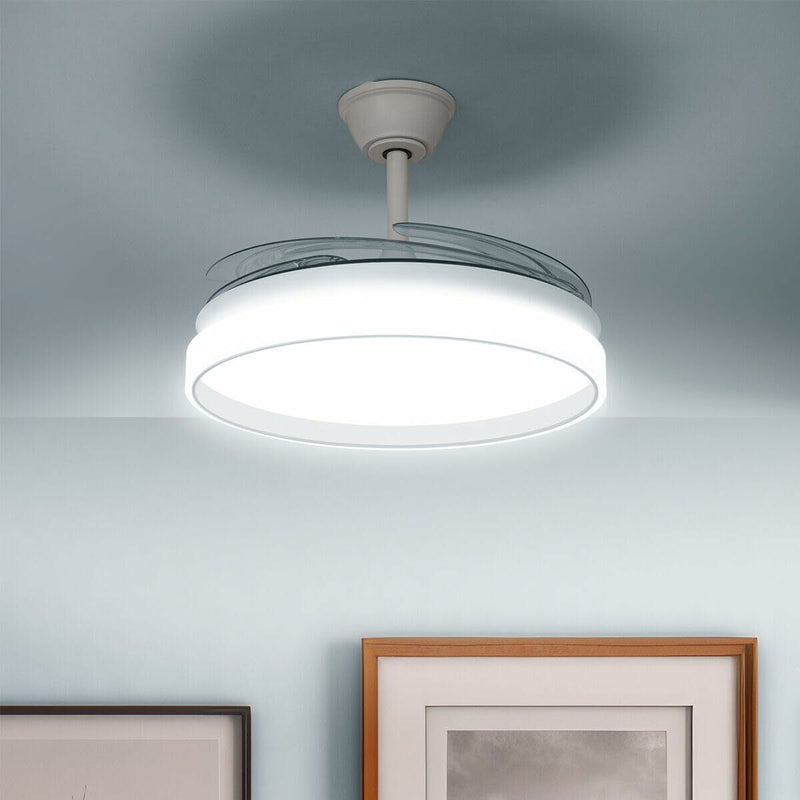 Loftventilator med lys InnovaGoods, lydsvag, indtrækkelige blade, 6 hastigheder, 3 tilstande, fjernbetjening (Refurbished B)