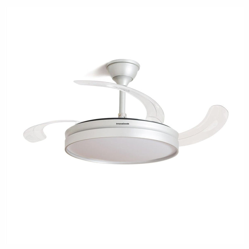Loftsventilator med LED-lys og 4 foldbare vinger Silteez InnovaGoods Sølvfarvet 80 W Ø49-104 cm (Refurbished B)