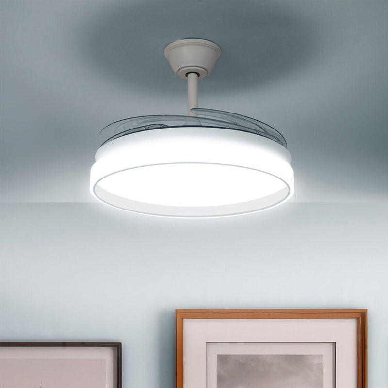 Loftsventilator med LED-lys og 4 foldbare vinger Silteez InnovaGoods Sølvfarvet 80 W Ø49-104 cm (Refurbished B)